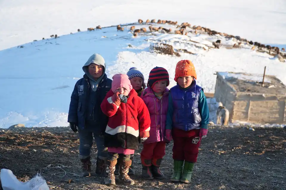 Hydirjan’s family in their spring pasture — a glimpse into nomadic childhood and herding life in Mongolia’s Altai