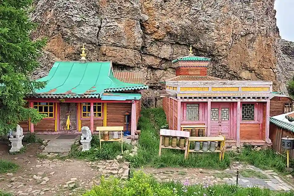 Tovkhon Monastery in the forested hills of the Orkhon Valley